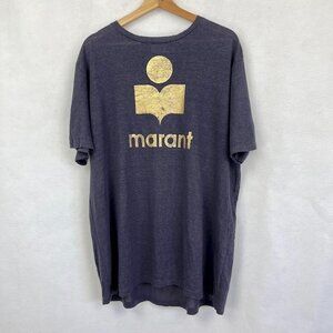 Isabel Marant Étoile Koldi Metallic Print Linen T-Shirt Parisian Chic Boho XL